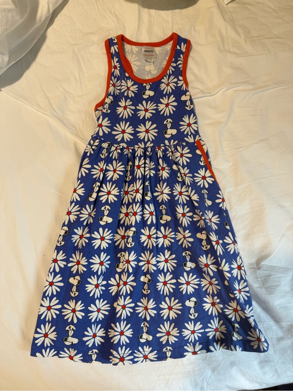 Peanuts Blue Daisy Print Tank Dress with Red Trim
